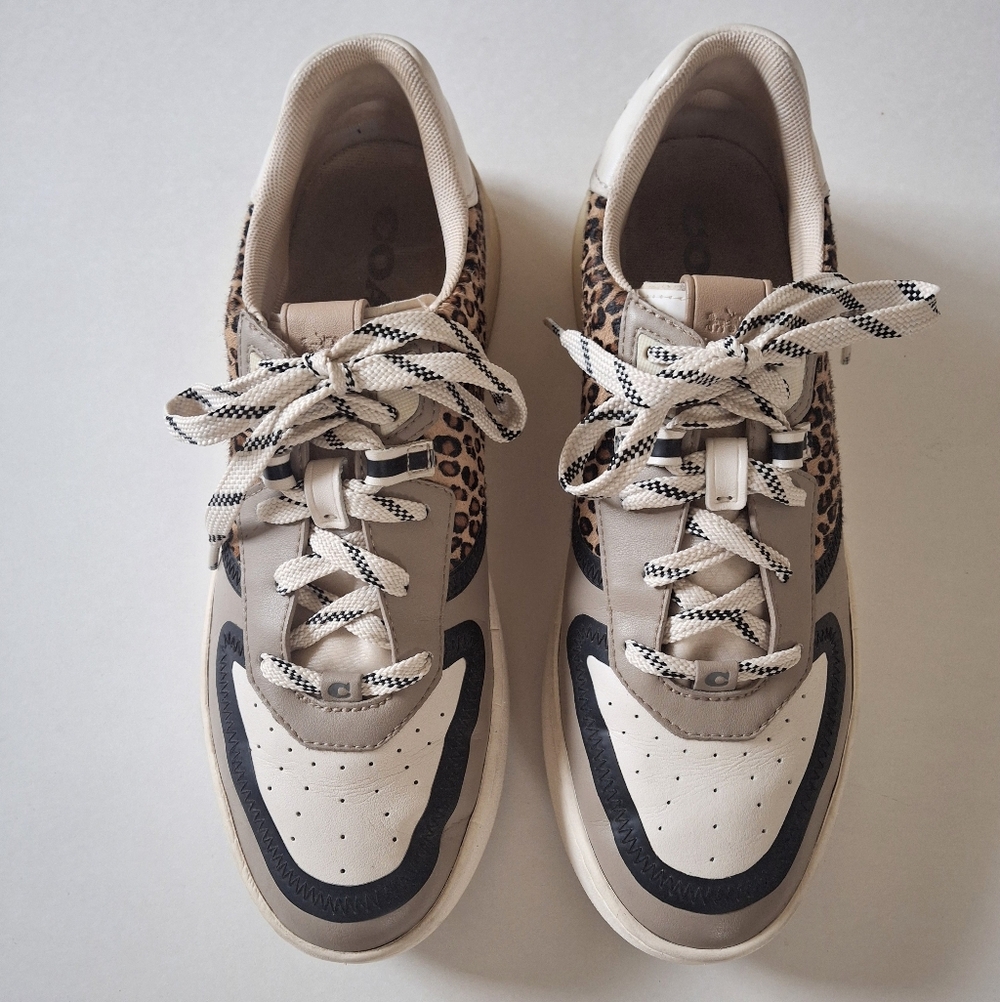 COACH "Citysole Court" Sneaker in Natural & Beechwood Animal Print - Size 10 - Picture 2 of 9